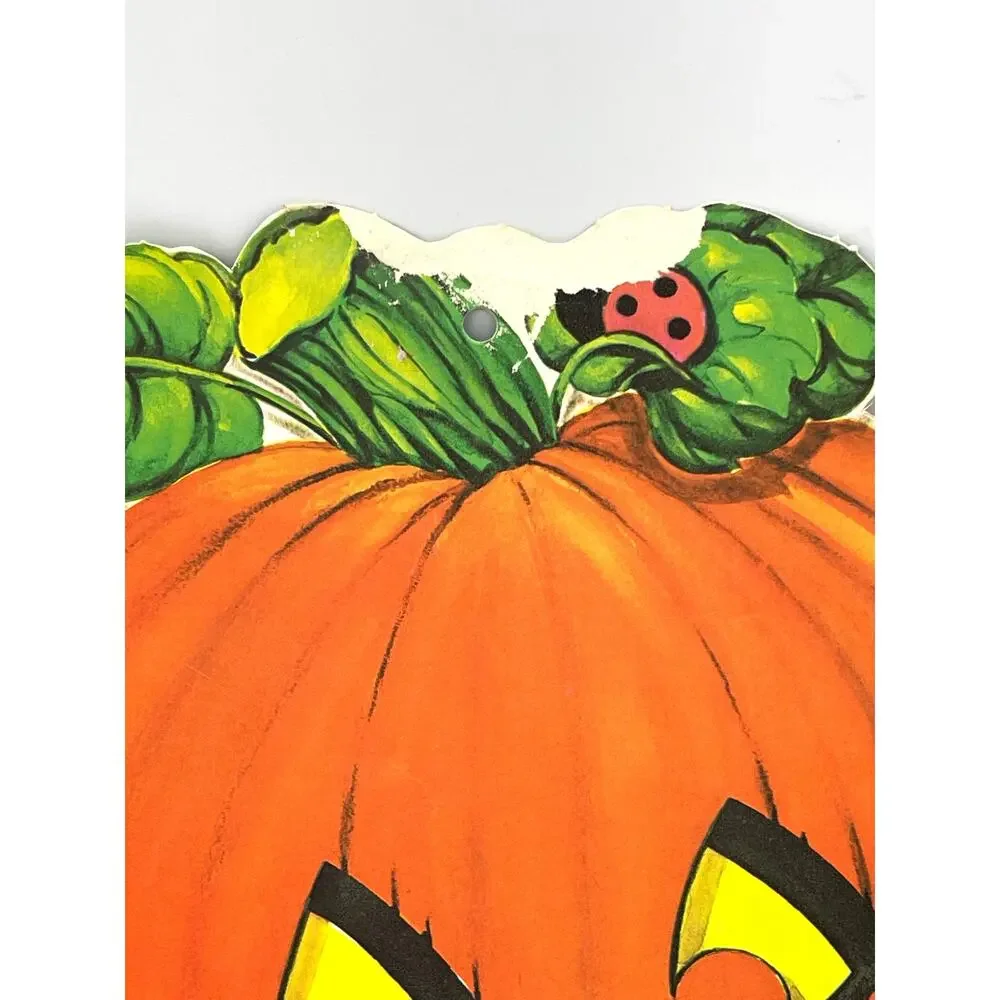 Vintage USA Halloween Die Cut Pumpkin Cat & Mouse Decoration Double Sided 13
